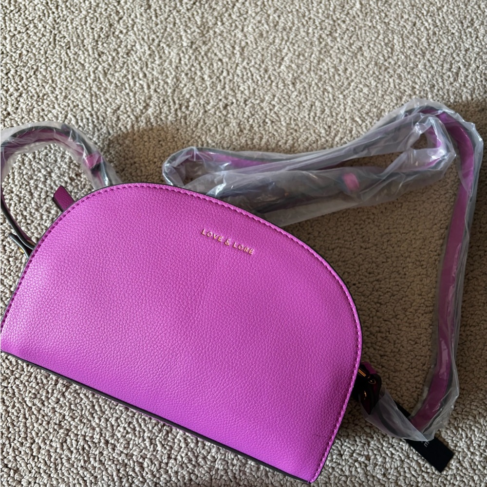 New with Tags Love and Lore Half Moon Crescent Crossbody in Azelea